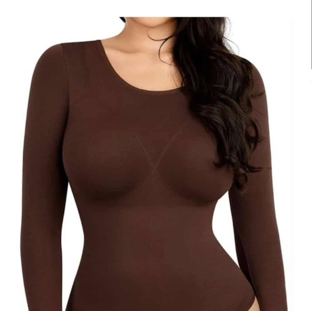 Lover-Beauty Long Sleeve Bodysuit for Women Scoop Neck Top Young Size XL